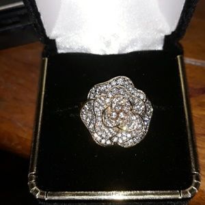 NWOT QVC Diamonique Rose Flower Ring